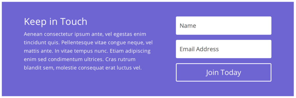 Sample email subscription form