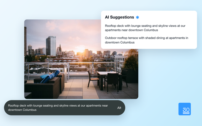 Example of AI-generated alt text for an apartment website photo